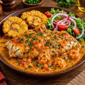 Corvina En Salsa De Mariscos